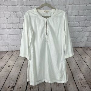 Vtg Old Navy White Beaded Hippie Boho Festival Y2K Tunic Top Size Large